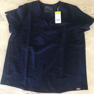 Navy blue figs maternity scrub top